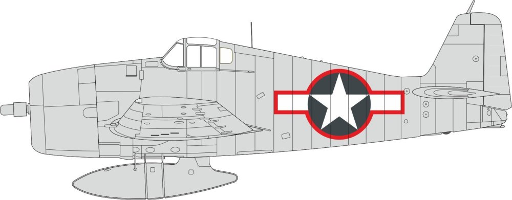Mask 1/48 F6F-3 US nation. insignia w/ red outline