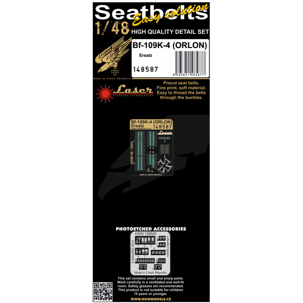 1/48 Seatbelts Bf 109F-4 ORLON (laser)