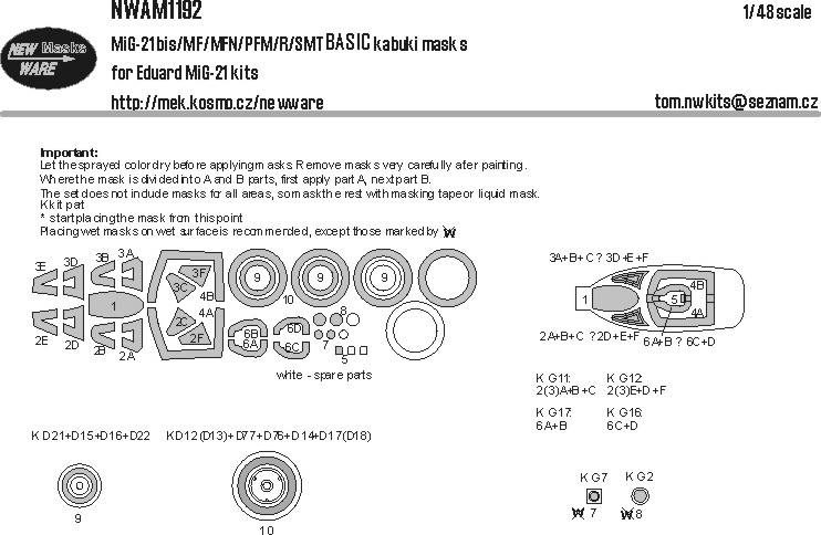 1/48 Mask MiG-21 bis/MF/MFN/PFM/R/SMT BASIC (EDU)