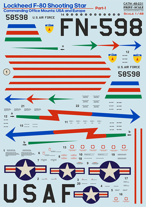 1/48 Lockheed F-80 Shooting Star - Part 1 (decal)