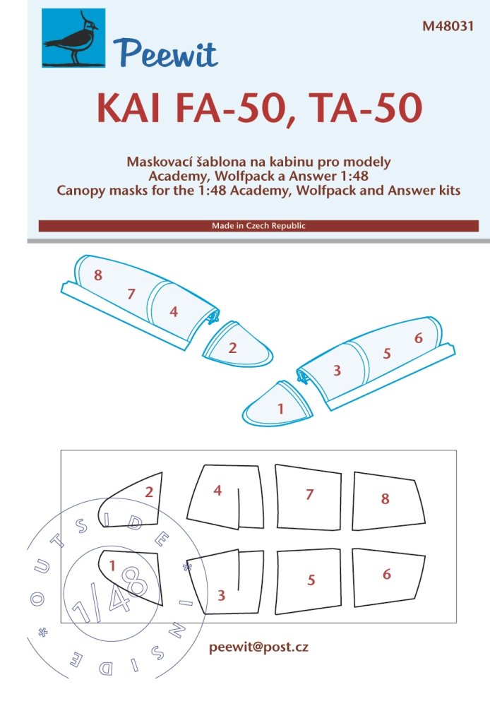 1/48 Canopy mask KAI FA-50, TA-50 (ACAD/WOLFP.)