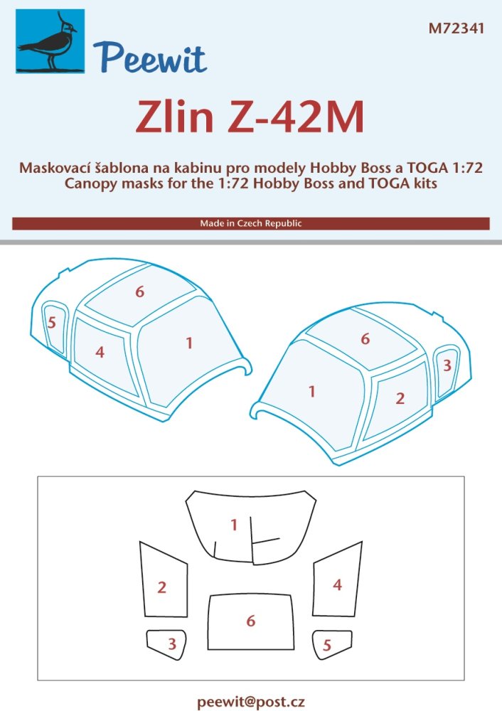 1/72 Canopy mask Zlín Z-42M (HOBBYB/TOGA)