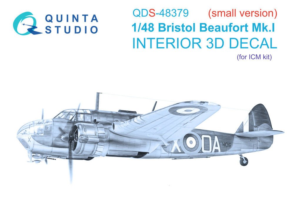 1/48 Bristol Beaufort Mk.I 3D-Print.&col.Interior 