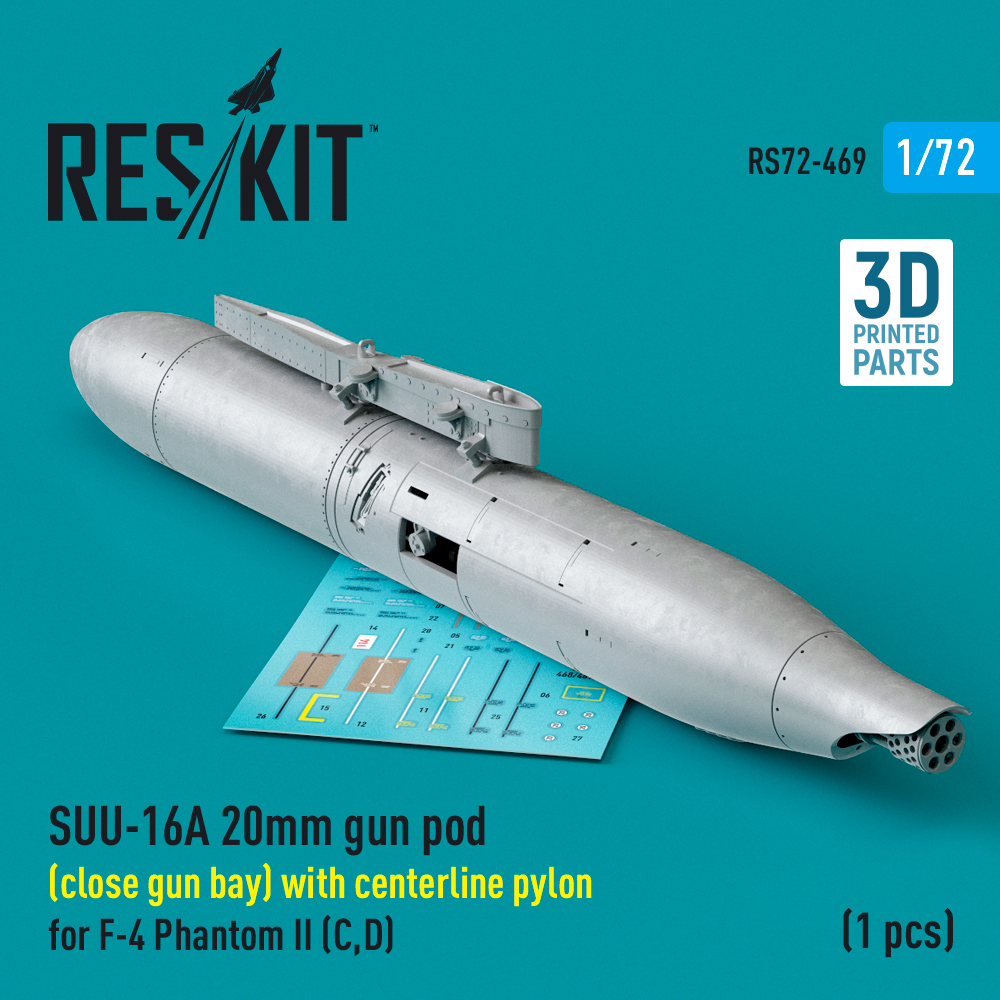 1/72 SUU-16A 20mm gun pod (closed) w/ centerl.pyl.