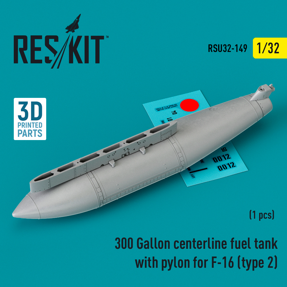 1/32 300 Gal.centerl.fuel tank w/ pyl. F-16 type 2