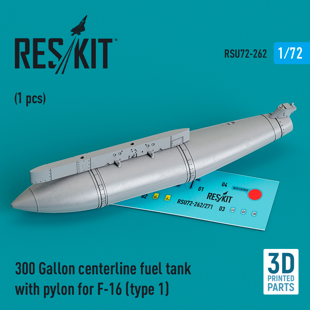 1/72 300 Gal.centerl.fuel tank w/ pyl. F-16 type 1