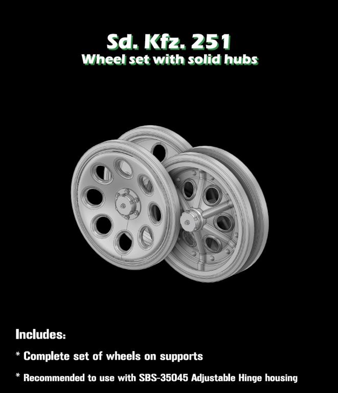 1/35 Sd.Kfz.251 Wheel set with solid hubs (3D)