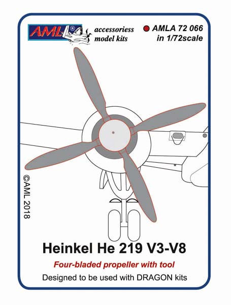 1/72 Heinkel He 219 V3-V8 4-bladed propell. w/tool