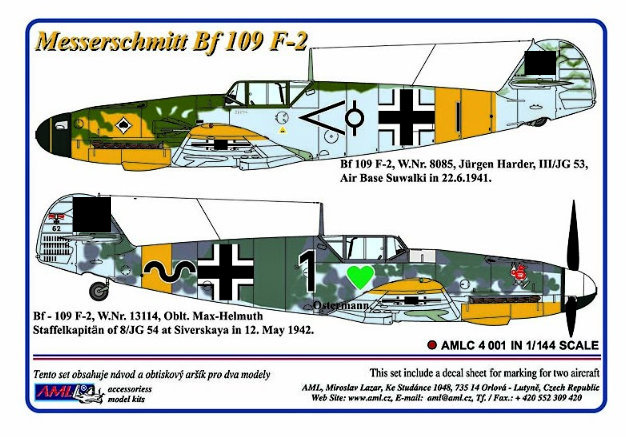 1/144 Decals Messerschmitt Bf 109 F-2 