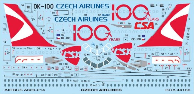 1/144 Decals A-320 Czech Airlines Jubilee livery