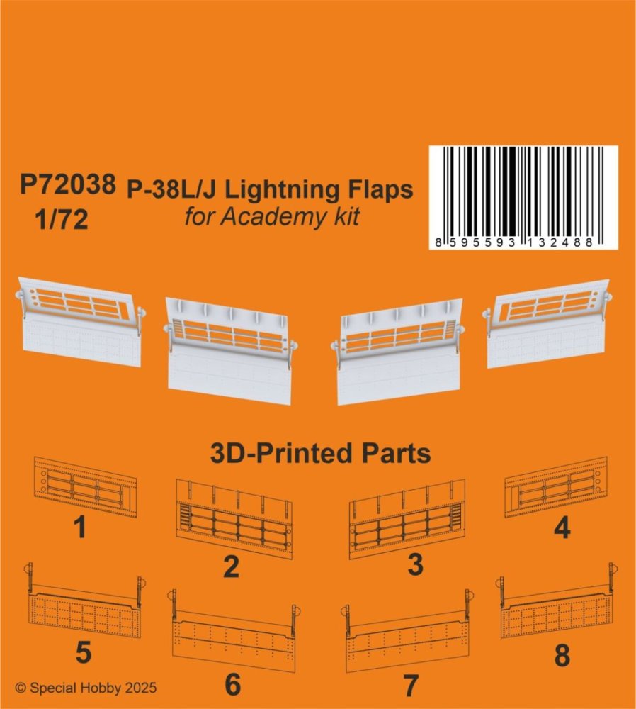 1/72 P-38J/L Lightning Flaps (ACAD) 3D-Print