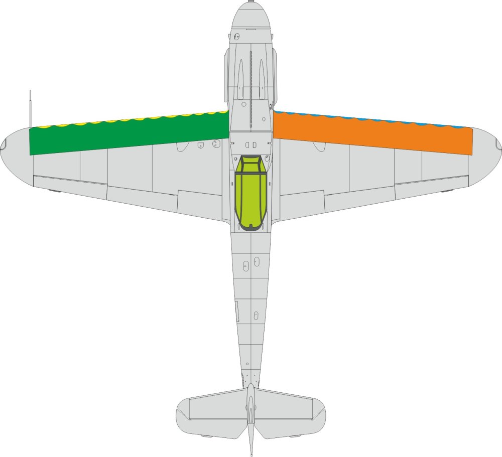 Mask 1/48 Bf 109G wings leading edge wavy lines