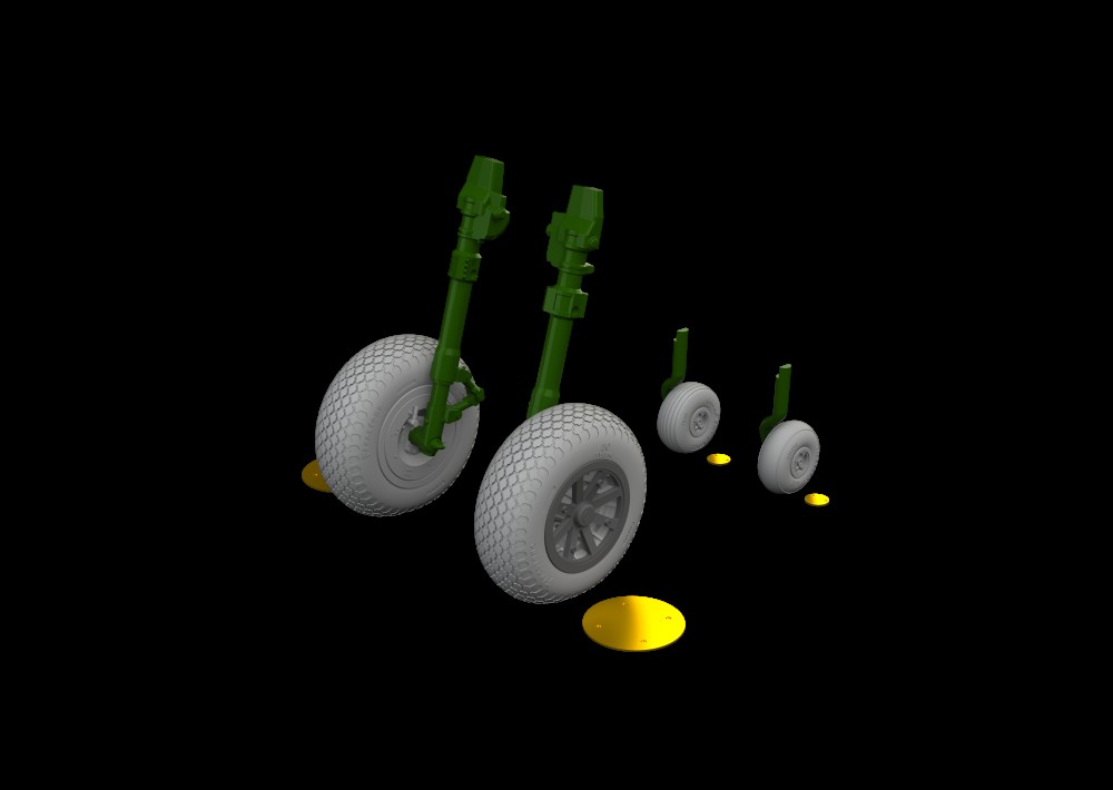 BRASSIN 1/48 P-40E wheels cross tread (EDU)