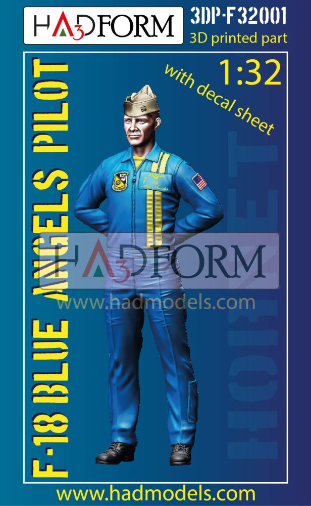 1/32 F-18 Blue Angels Pilot (3D-Printed w/ decal)