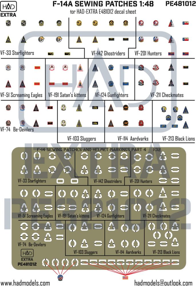 1/48 F-14A Sewing Patches (PE set) Vol.4