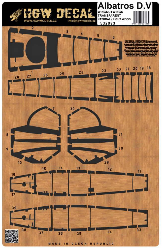 1/32 Albatros D.V/D.Va Natural/Lt.Wood transparent