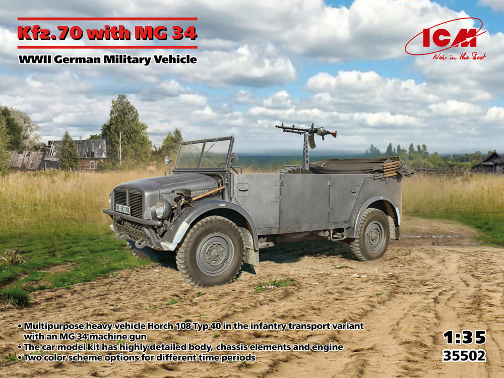 1/35 Kfz.70 w/ MG 34, German WWII Military Vehicle