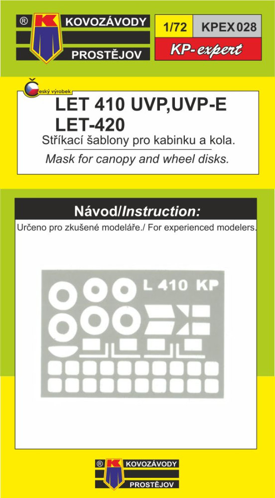 1/72 Canopy&wheel mask LET 410 UVP,UVP-E, LET-420