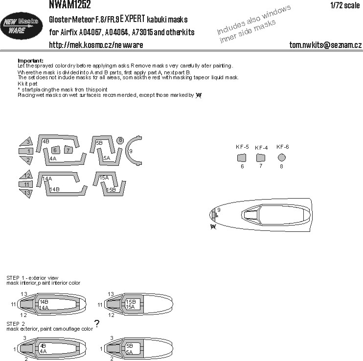 1/72 Mask Gloster Meteor F.8/FR.9 EXPERT (AIRFIX)