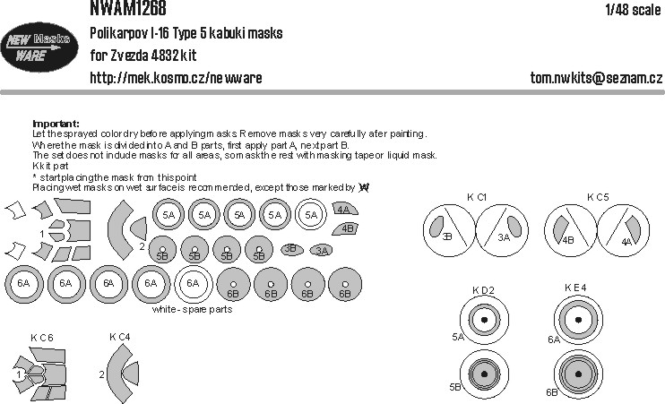 1/48 Mask Polikarpov I-16 Type 5 (ZVE 4832)