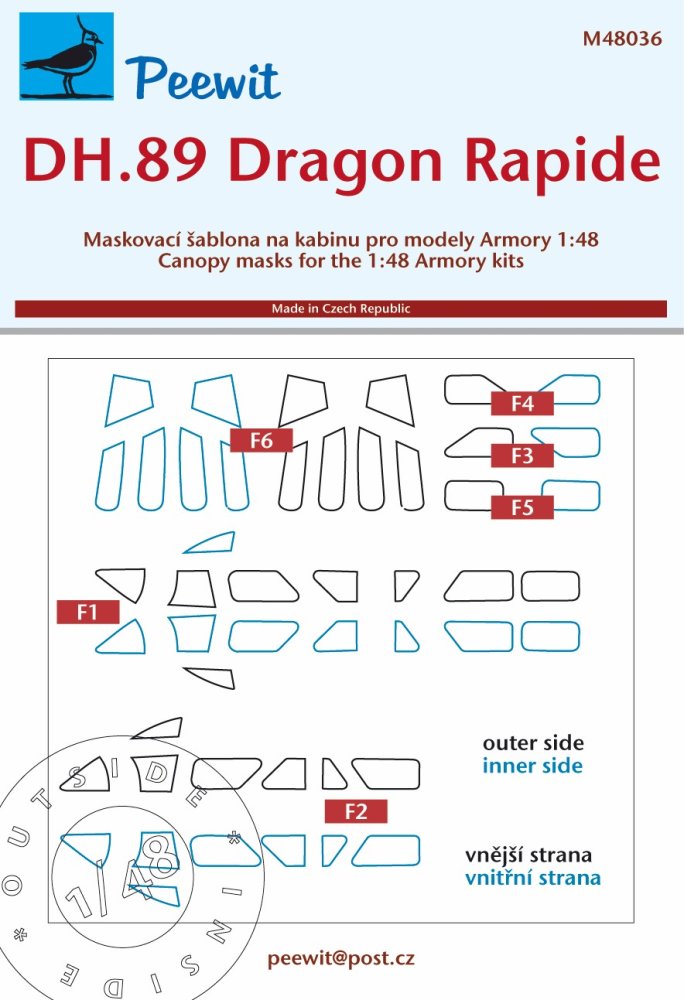 1/48 Canopy mask DH.89 Dragon Rapide (ARMORY)