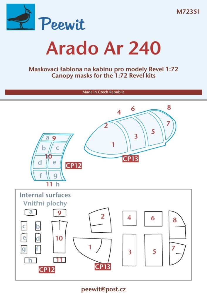 1/72 Canopy mask Arado Ar 240 (REV)