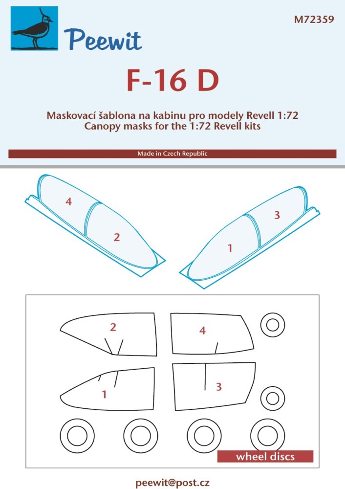 1/72 Canopy mask F-16D (REV)