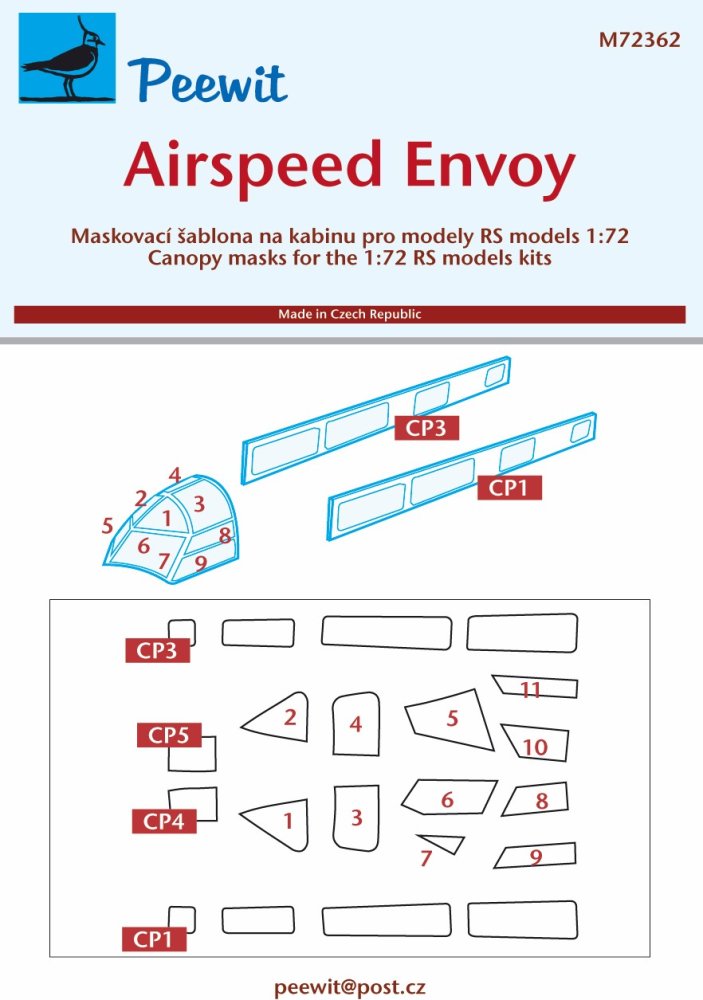 1/72 Canopy mask Airspeed Envoy (RSMOD)