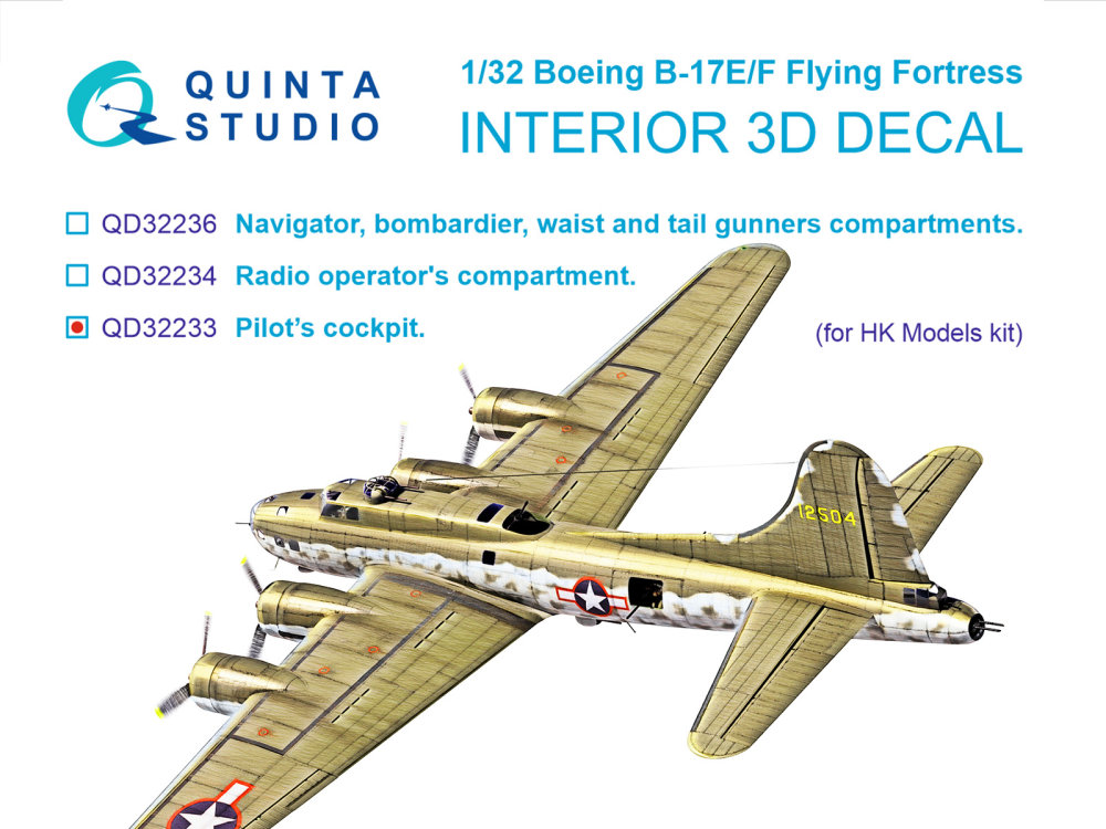 1/32 Boeing B-17E/F Pilot's cockpit 3D-Printed