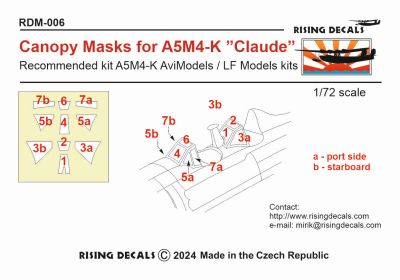 1/72 Canopy mask for A5M4-K 'Claude' (AVIM/LF)