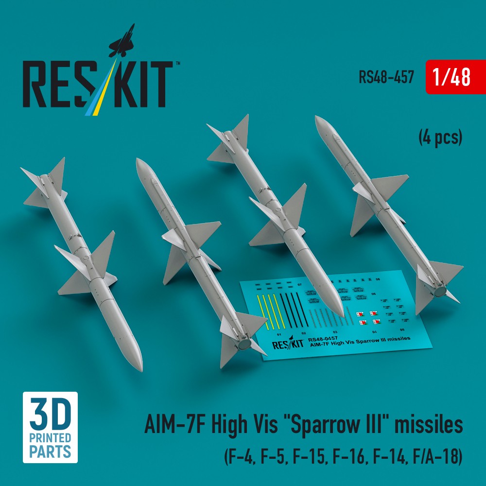 1/48 AIM-7F High Vis 'Sparrow III' missiles (4x)