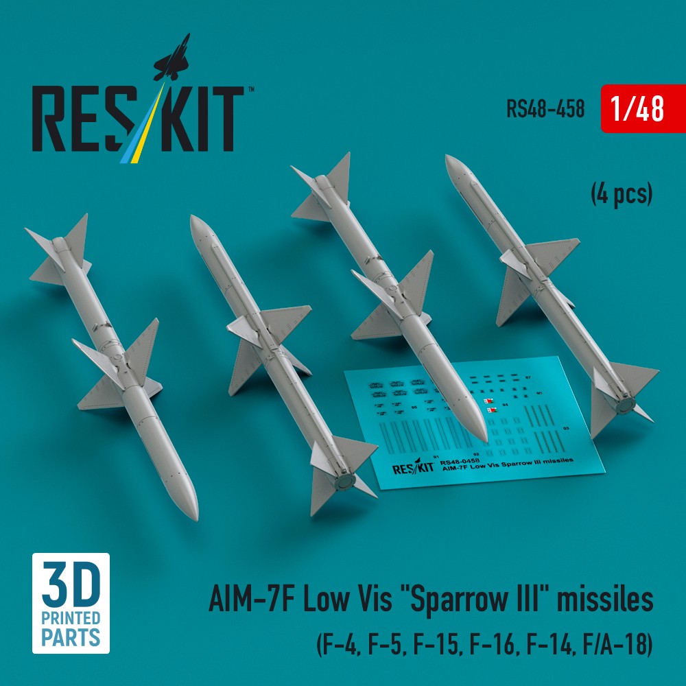 1/48 AIM-7F Low Vis 'Sparrow III' missiles (4x)