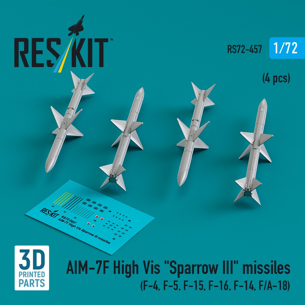 1/72 AIM-7F High Vis 'Sparrow III' missiles (4x)