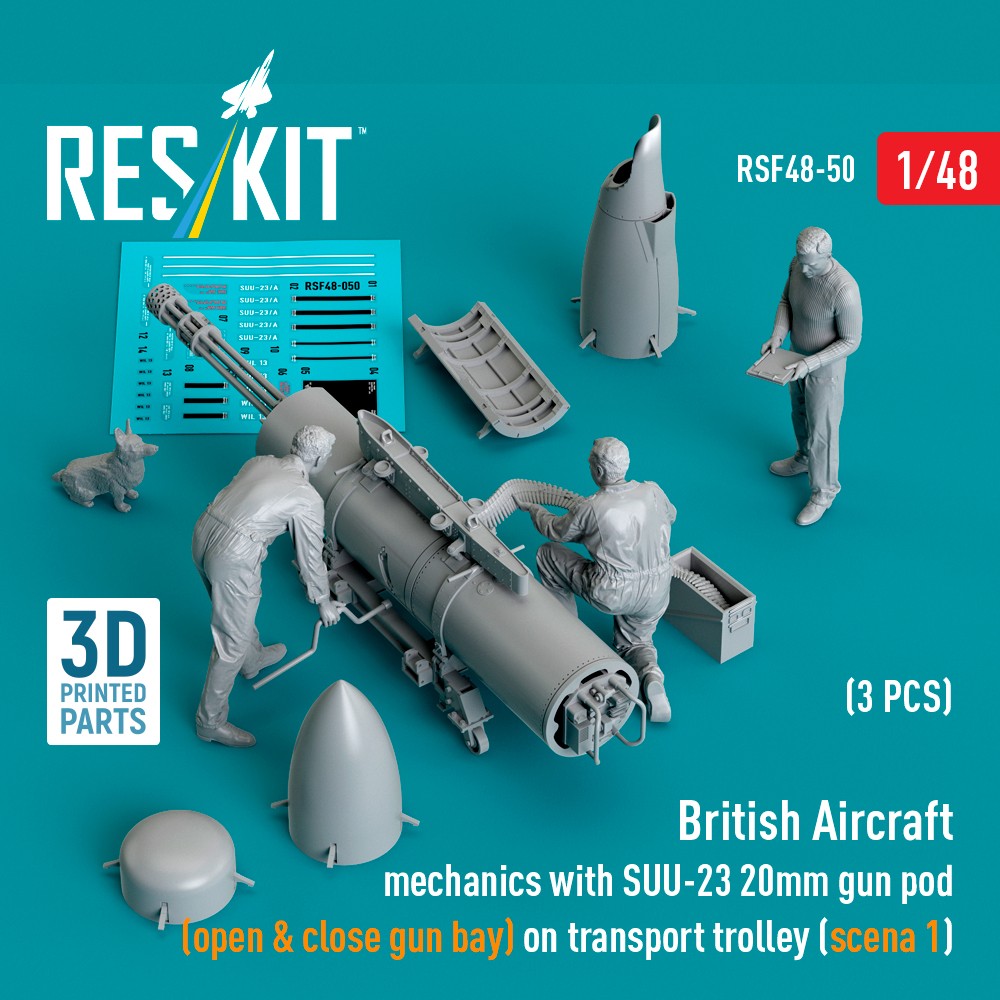 1/48 British Aircraft mech. w/ SUU-23 20mm (3 fig)