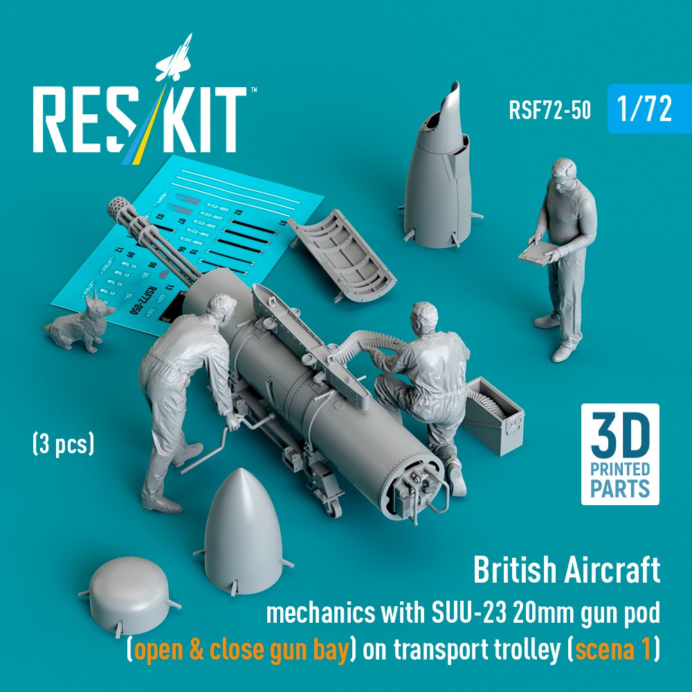 1/72 British Aircraft mech. w/ SUU-23 20mm (3 fig)